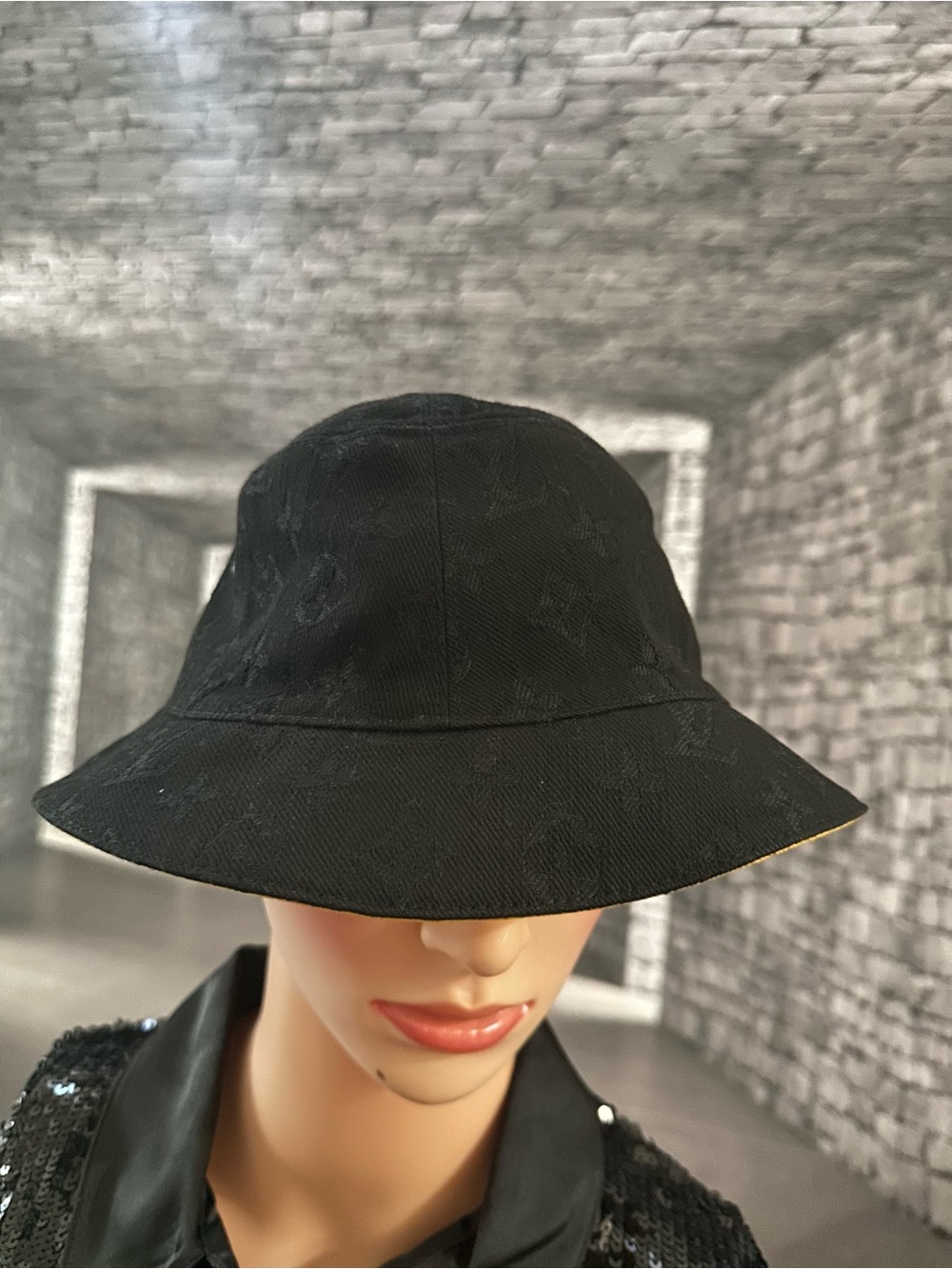 Louis Vuitton Black Monogram Bucket Hat Unisex